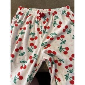 cherry print fuzzy cozy pajama pants size Small (Abby)